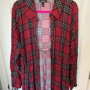 Torrid Long Sleeve Red Plaid Kimono